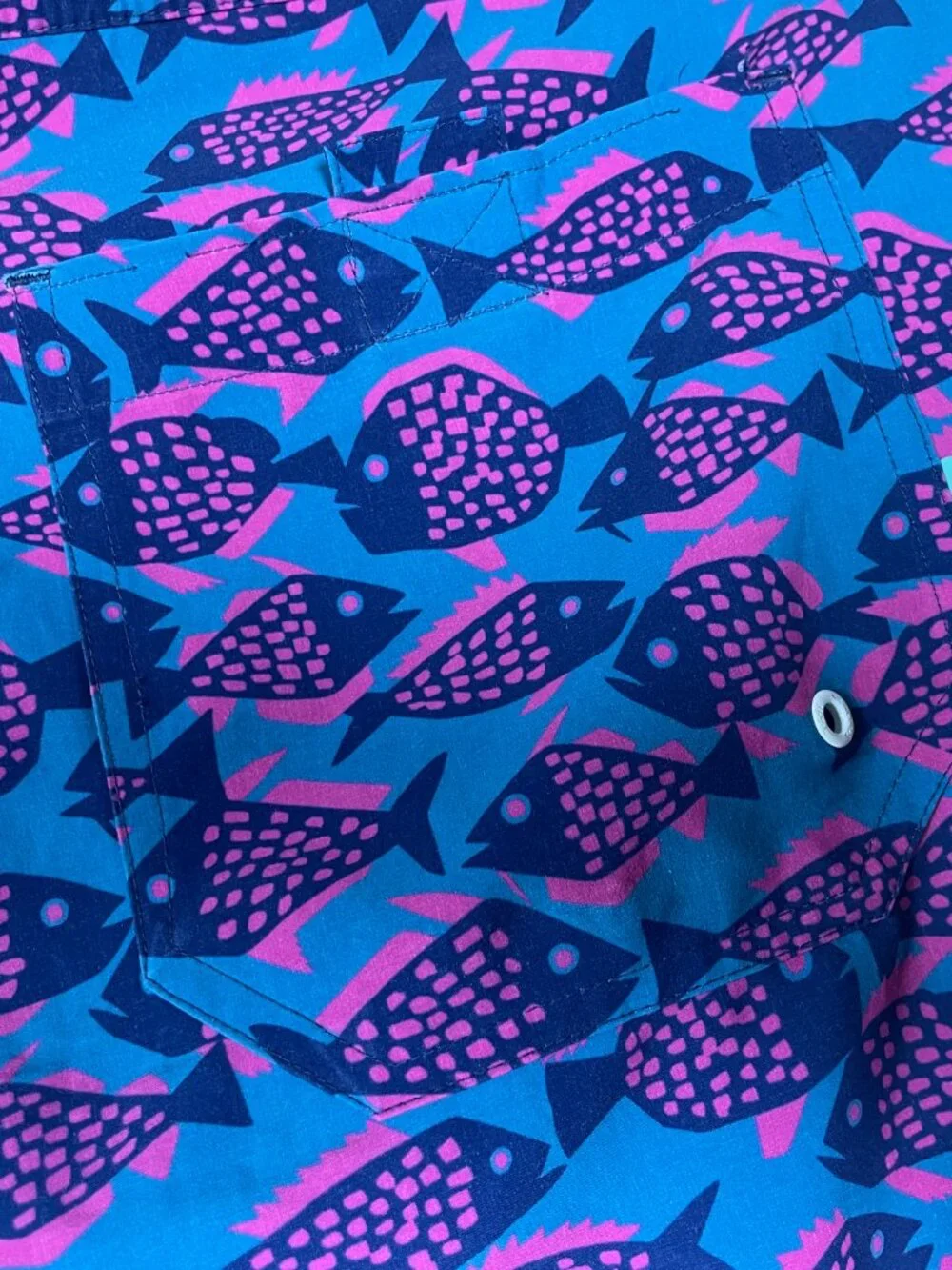 Bonobos Men's Fish Pattern Swim Trunks Large Blue Pink Beach Surf!